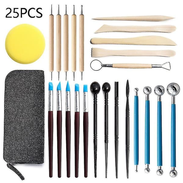 25 st Polymer Clay Tools Modeling Clay Sculpture Tool Kits For Pottery Sculpture Wooden Dotting Tools