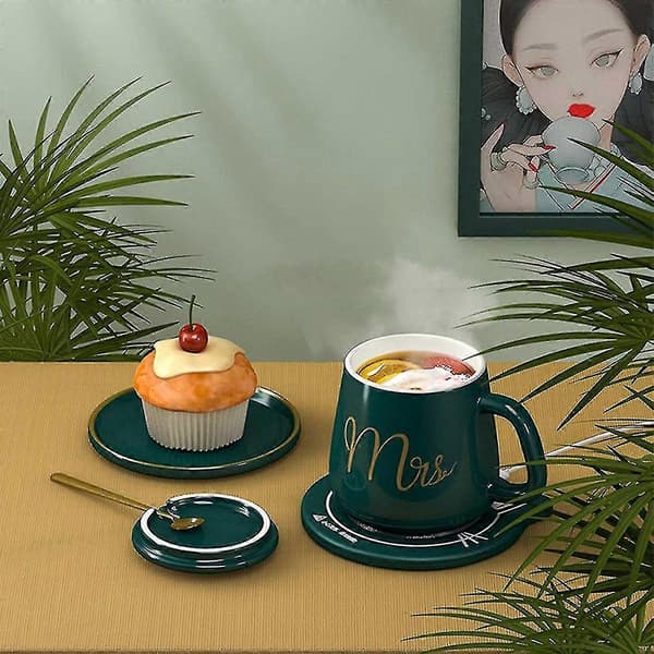 Smart kaffevarmere, kontor-kaffekoppvarmer, kompatibel med te, melk, grønn