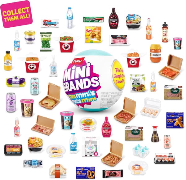 Mini Brands Fyll kjøleskapet Mini Minis Serie 1 av ZURU, samleobjekt miniatyrleke, (2 kapsler) Random