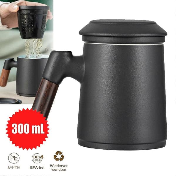 Praktisk og vakker 300ML kaffekopp med sil, tekopp, drikkekopp, keramikkkopp, yoghurtkopp