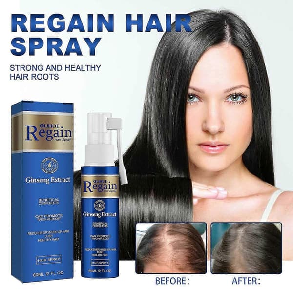 Regain Hårspray Tät Hårväxtspray Röd Ginseng Hårspray 60ml 241067 Blå