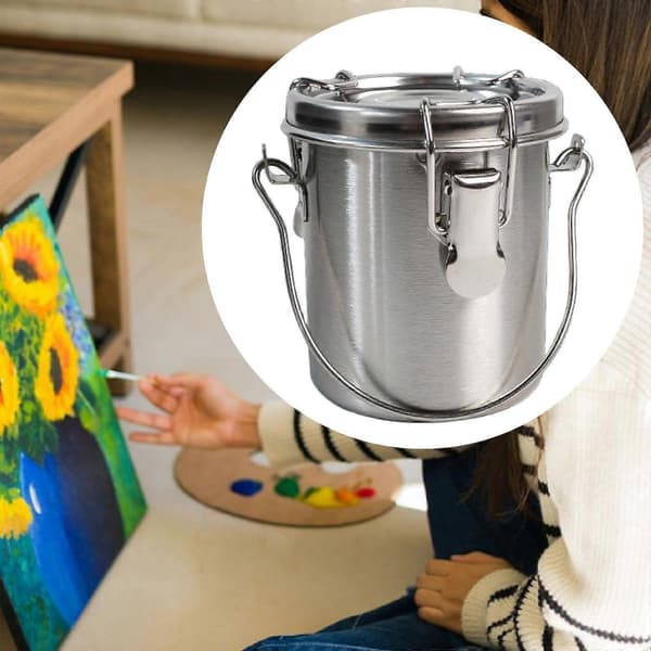 Praktisk og vakker kunstnerpenselvasker med lokk og filterskjerm