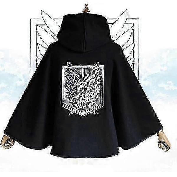 Anime Attack On Titan Kappe Shingeki No Kyojin Scouting Legion Eren / Levi Cosplay Kostume black 2XL