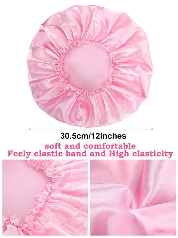 6 Pieces Sleep Cap Satin Bonnet Sleep Cap Soft Elastic Night
