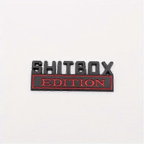 Shitbox Edition Emblem, 3D Bilmærkat, Cool 3D Stænklap Navneskilt Erstatning, Kompatibel Med De Fleste Biler, Lastbiler Og SUV'er 26s Black-Red