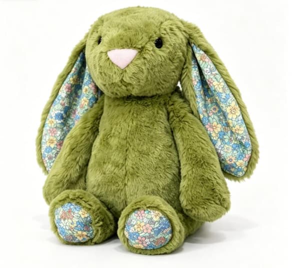 Jellycat Grønn Blomstret Kanin Flat Leke, middels størrelse, 36cm