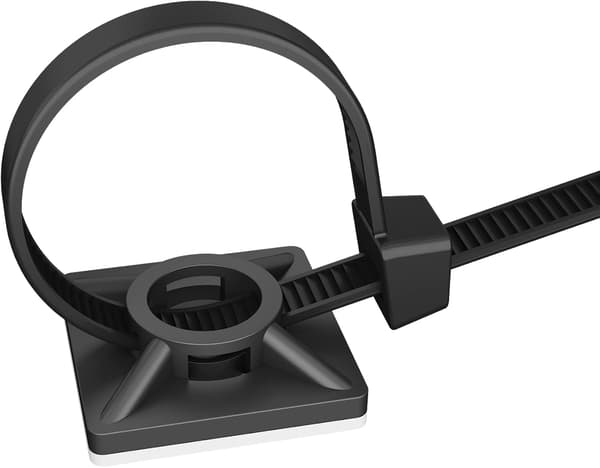 100 st. selvklæbende kabelbindere, 19 mm x 19 mm, sort, selvklæbende kabelbindere, plastkabelbinderholdere, til kabelbindere