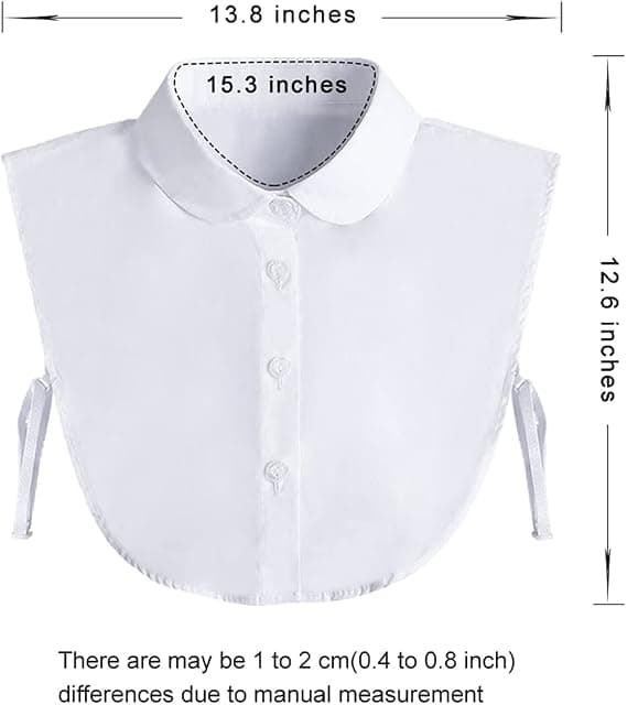 Round Collar, White Fake Collar Detachable Dickey Collar Blouse H