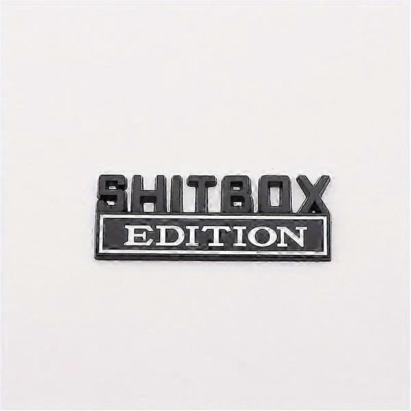 Shitbox Edition Emblem, 3D Bilmærkat, Cool 3D Stænklap Navneskilt Erstatning, Kompatibel Med De Fleste Biler, Lastbiler Og SUV'er 26s Black-Red