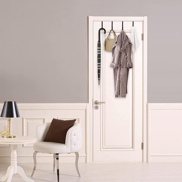 4 Pcs Black Door Hangers without Drilling Z-Shaped Door Hook with