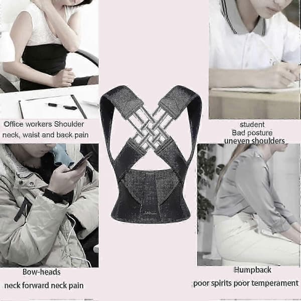 Unisex Adjustable Back Support - Back Stretcher, Shoulder Support for Scoliosis, Use in Office, Home or Gym