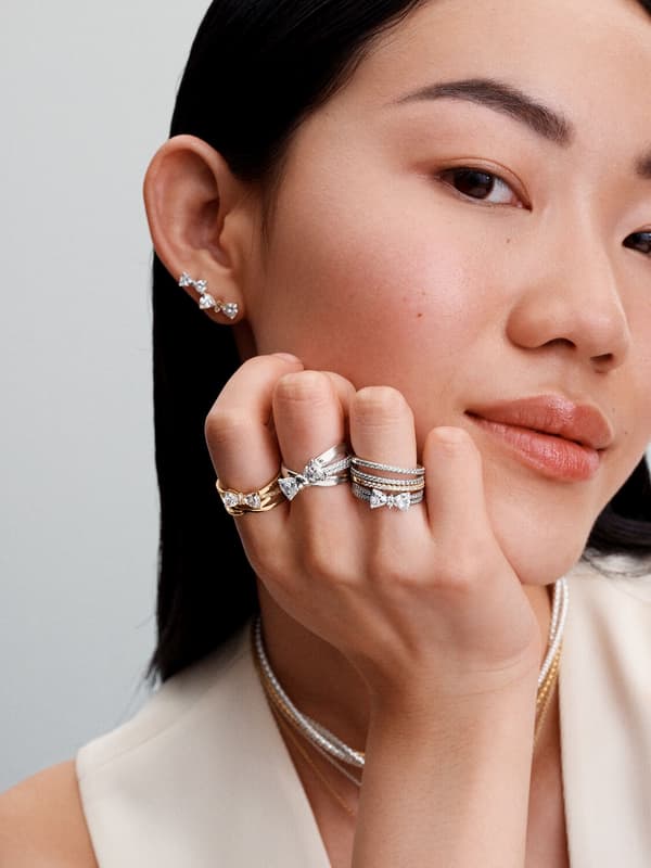 Pandora – Gnistrende sløjfe, dobbelt række ring – Sterlingsølv Circumference: 56mm