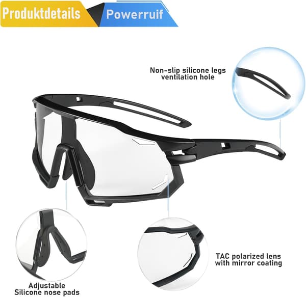 Fotokromatiske Cykelbriller Uv400 (Hvid)