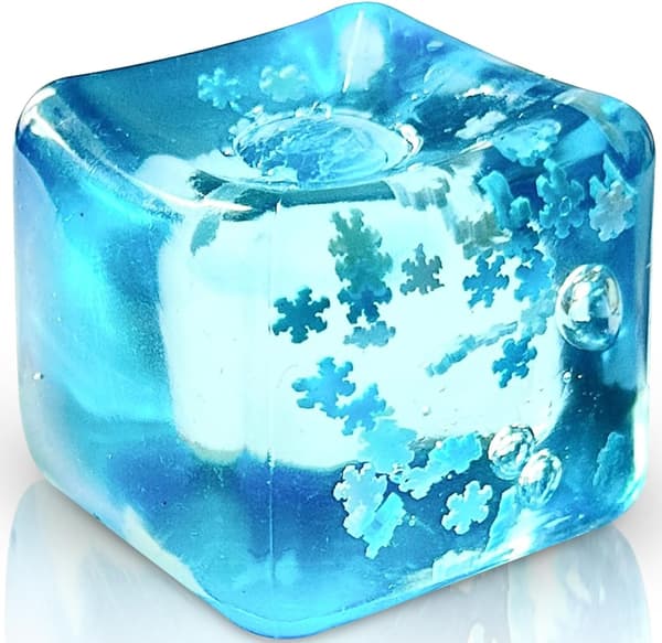 Stress Balls Ice Cube with Snowflakes Inside for Your Best Relaxation, Snow Pieces Quiet Fine Square Shape Anxiety Sensory Squishy Fidget
