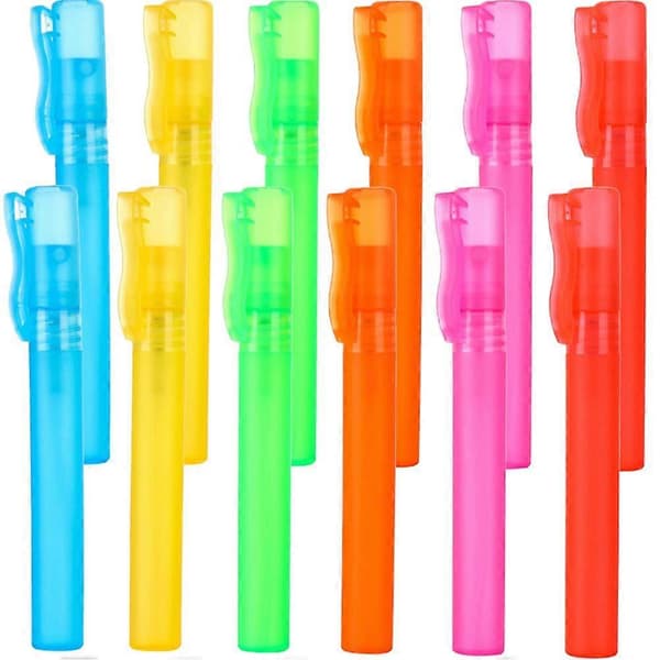 12 st mini sprayflaskor färgade parfymflaskor pennparfymflaskor bärbara tomma sprayflaskor 13.6X1.6cm