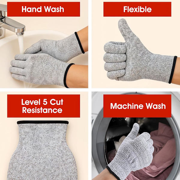 2-pack Cut Resistant Work Gloves, Level 5, PFAS-Free - Cut Resistant Gloves