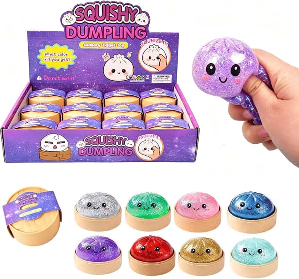 12 st Glitter Dumpling Squishy, 2026 Uppgraderad Mini Squishy Dumpling Leksak, Söta Stressbollar Fidget Sensoriska Leksaker, Julstrumpfyllning me...