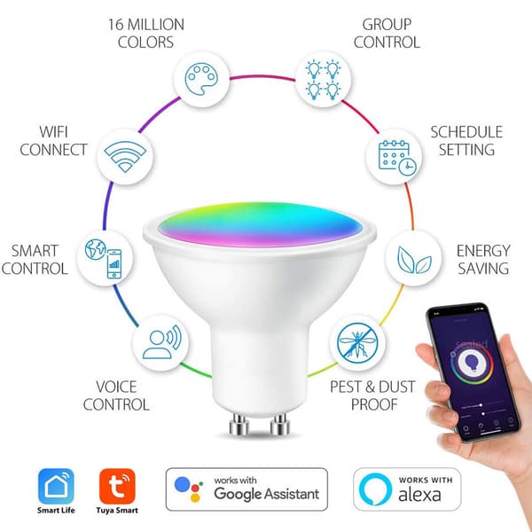 LED Smart-lamppu GU10 Valkoinen väri 4-pakkaus Valkoinen 48