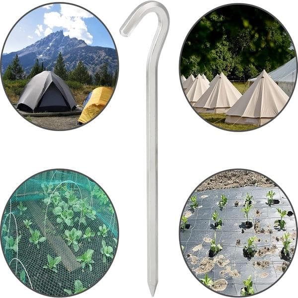 Teltplugg, 8 cm / 7 tommer, Metall aluminium markplugg, Campingplugg teltanker, Sølv