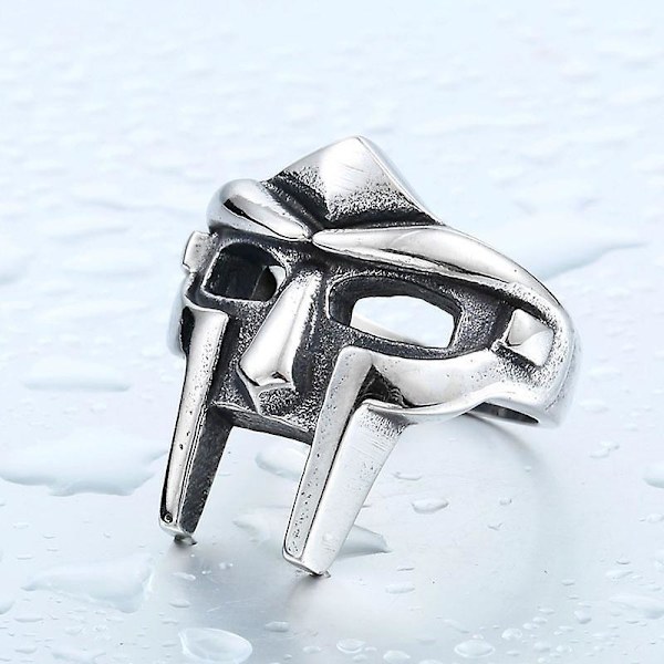 Doom Mask Gladiator Stil Ring Metall Sølv Rustfritt Stål Størrelse 7- 14