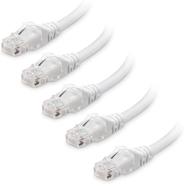 5-pack 10 Gbps Snagless Kort Cat6 Ethernet-kabel (Cat6-kabel, Cat 6-kabel) Vit White 5m