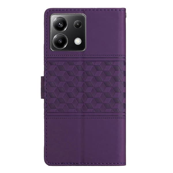 Diamantpräglat läderfodral för Xiaomi Poco X6 Purple