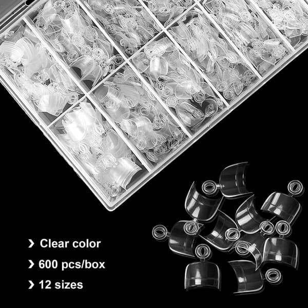600 Pieces Short Nail Tips Short Oval Half Cover Fake Nail Tips 12 Sizes False Nails Tips With Box