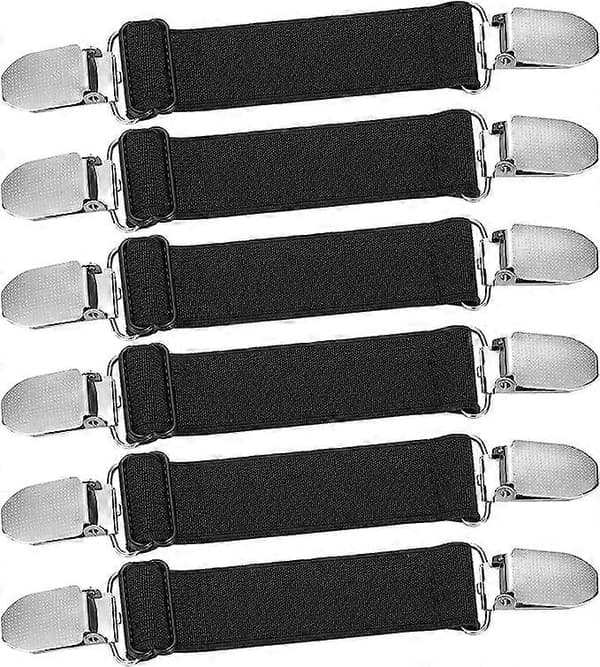 6 stk Justerbare Elastiske Bukseholdere Belte Bukser Midjestrammer Bukse Elastisk Belteklips Kvinner Menn Ryggspenne [Db]