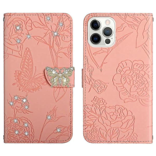 Etui til iPhone 13 PRO MAX Lommebok Sommerfugldeksel Justerbar Hals... Pink