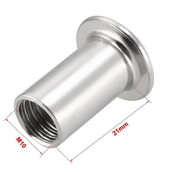 M10x21mm sekskantfatningsinnsatsmutter skruebolt hylsemutter for møbler 10 stk
