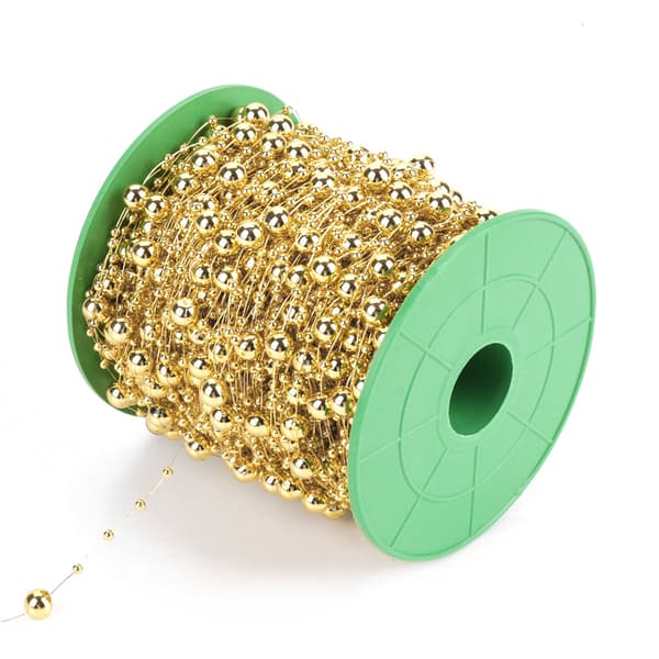 Perletrådperler Girlanderstreng - DIY bryllupsdekorasjon (Gyllen, 3mm+8mm, 60m)