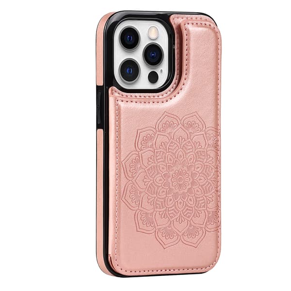 til iPhone 17 Pro Max Cover med Kortholder, Blomst Magnetiske Knapper Beskyttende Pung Etui til Kvinder til iPhone 17 Pro Max, pink iPhone 17 Pro Max