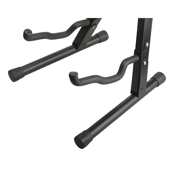 {hw} Sort Guitar Stand i Jern - Unikt Foldbart Design, Stabilt A-Ramme Stativ til Basvisning - Perfekt