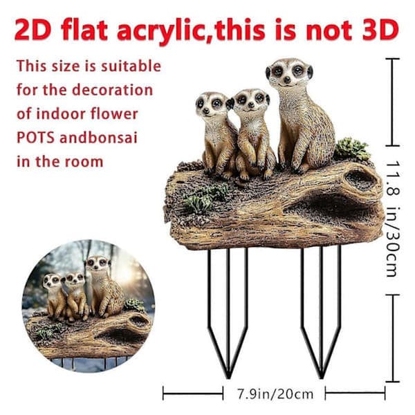 Surikat Havepynt 2D Gårdkunst Ornament Dekorativ til Veranda Terrasse Forår