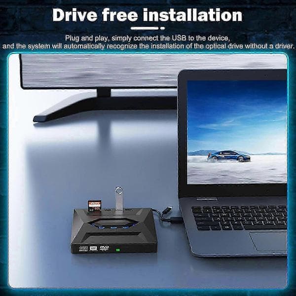 7i1 Ekstern USB 3.0 DVD CD RW Brænder Drev Læser Afspiller til Bærbar PC 2025