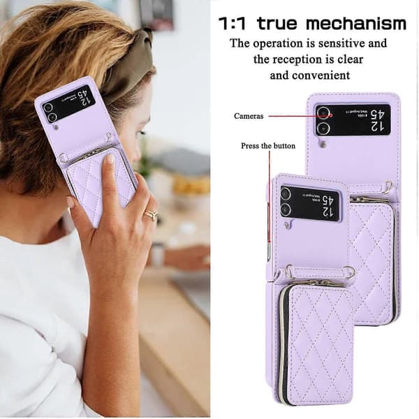 Lynlåspung læderetui til Samsung Galaxy Z Flip4 Purple