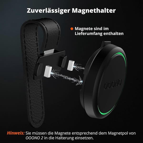 Magnetic Car Sun Visor Holder for OOONO CO-Driver NO2, Magnetic Leather Sun Visor Mount, Compatible with OOONO NO2 Speed Camera Alarm