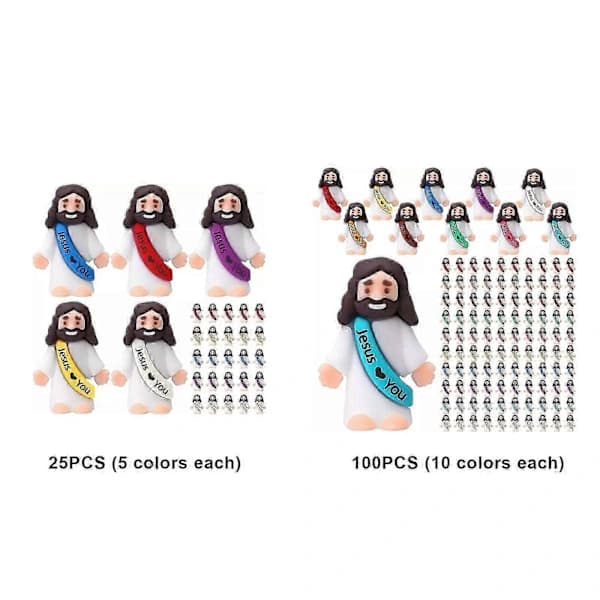 25/100 kpl Mini Jeesus-hahmoja Jeesus Rakastaa Sinua Jeesus-leluja Pieni Jeesus-kl [] 25 KPL