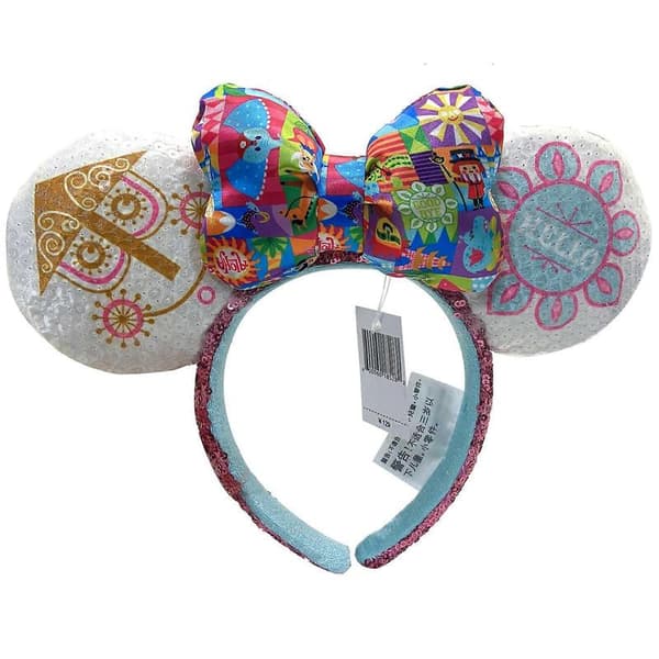 Disney Parks Jul Perlekrans Loungefly 100 År Minnie Ører Hårbøyle it's a small world Clock Sequin
