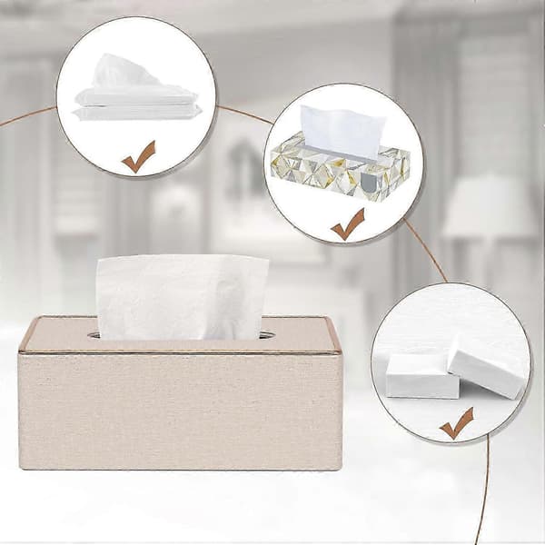 2025 Läder Tygboxskyddshållare - Rektangulära Kleenex Boxskydd för Hem/Kontor/Bildekoration - 9,84 'X5,23' X3,77 ' - Beige