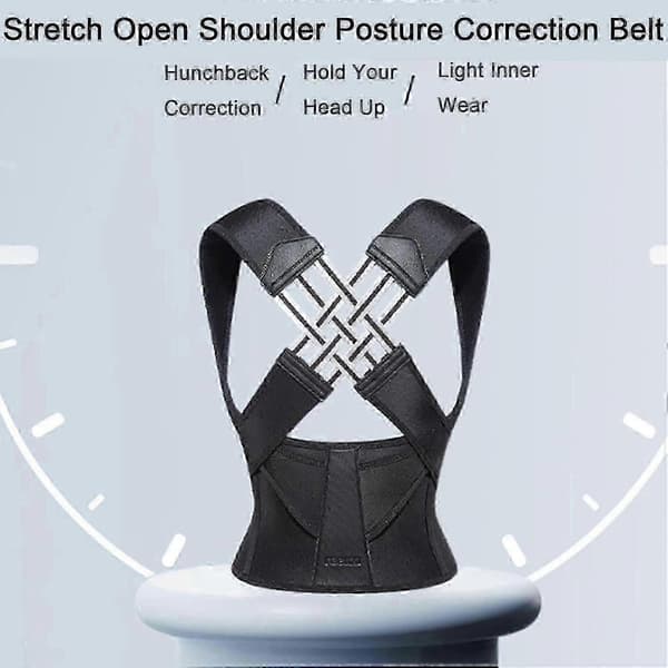 Unisex Adjustable Back Support - Back Stretcher, Shoulder Support for Scoliosis, Use in Office, Home or Gym