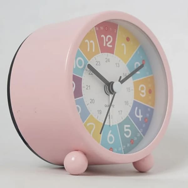 Kids Educational Alarm Clock Desk Silent Small Clock With Night Light, Style: Yellow