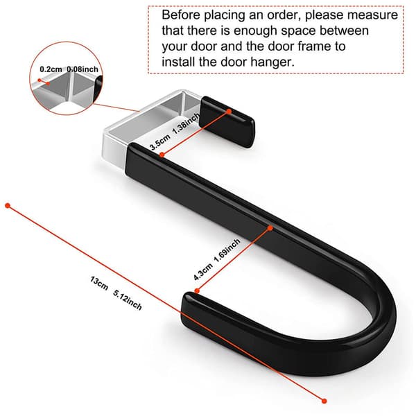 4 Pcs Black Door Hangers without Drilling Z-Shaped Door Hook with