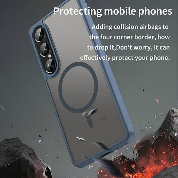 Etui til Sony Xperia 1 VII Kompatibel med MagSafe Anti-fall PC + TPU Telefondeksel (Blå)