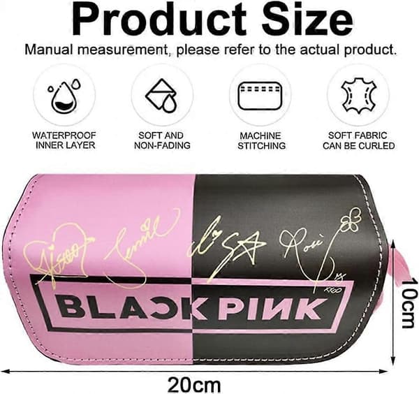 Blackpink - Blackpink Pennfodral Stor Kapacitet, Student Skrivmaterial Canvas Dragkedja Pennfodral Kosmetikväskor Pennhållare