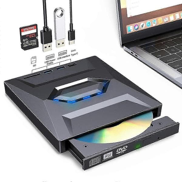 7i1 Ekstern USB 3.0 DVD CD RW Brænder Drev Læser Afspiller til Bærbar PC 2025