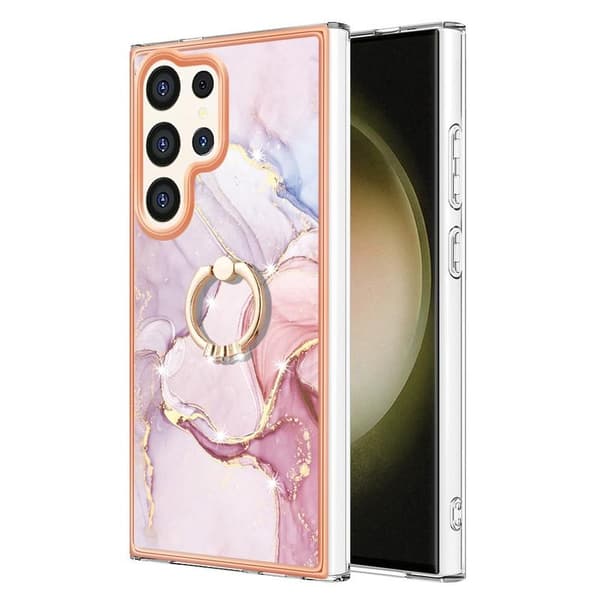 Cover med Ringholder Samsung Galaxy S24 Ultra Rosé Marmor