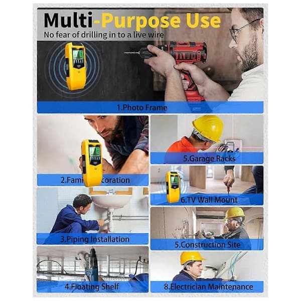 Stud Finder Wall Scanner, 5-in-1 Upgraded Accuracy LCD Display Wall Wood Metal Stud Finder Detector, Stud Sensor Beam Finder