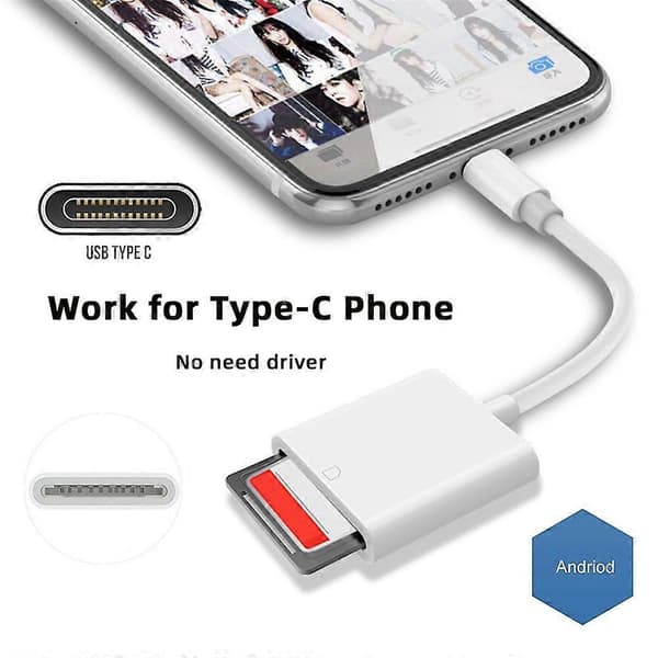 Praktisk og smuk UC-155-SD001 USB 2.0 USB-C til Standard SD SDXC SDHC kortlæseradapter til MacBook bærbar computer tablet telefon