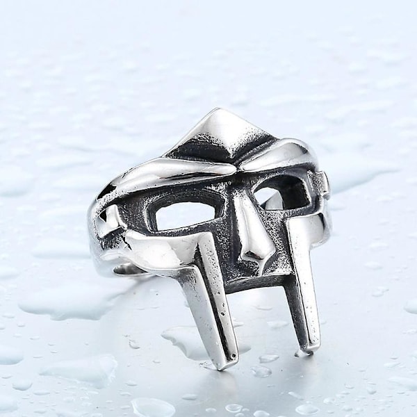 Doom Mask Gladiator Stil Ring Metall Silver Rostfritt Stål Storlek 7-14 7